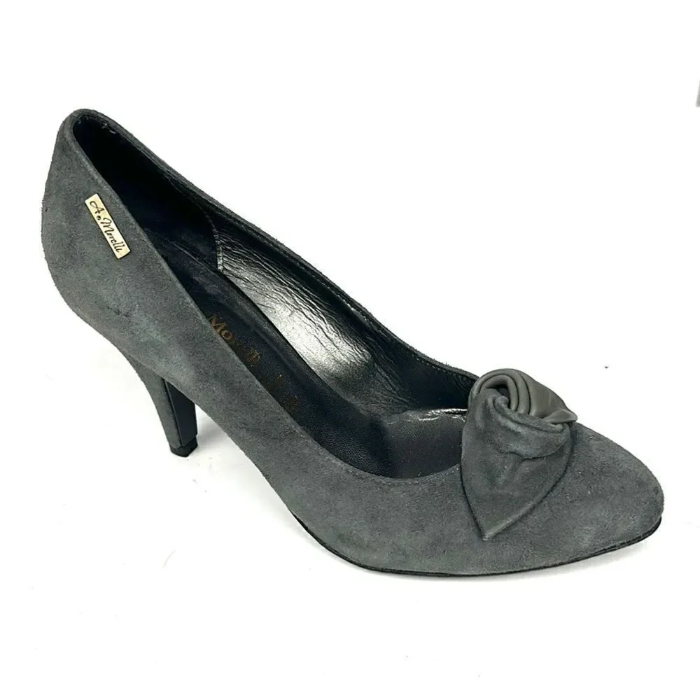 New Andrea Morelli Italy Gray Suede Pumps Heels EUR 36 US 6